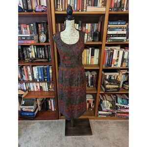 Gregory Parkinson floral eyelet dress brown purple and red sleeveless nwot